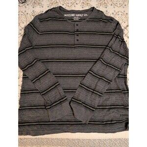 Mossimo Supply Co Shirt Mens XXL Three Button Striped Long Sleeve